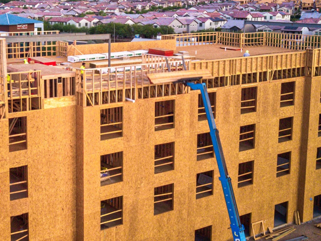 Contractors constructing building